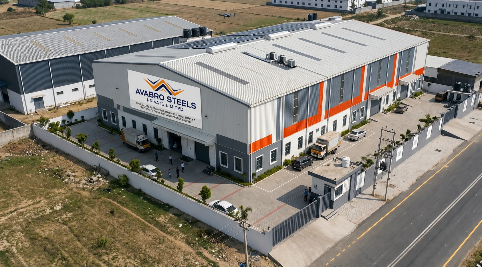 Aerial view of the Avabro Steels manufacturing facility in Sonipat, Haryana